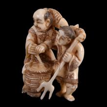Netsuke repr�sentant deux p�cheurs